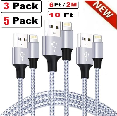3 Pack Fast Charger Cable Heavy Duty For iPhone 14 13 12 11 XR 8 7 Charging Cord $13.99