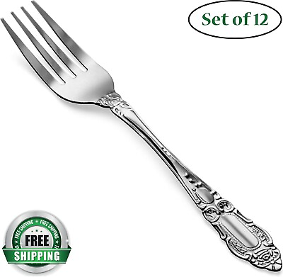 #ad Heavy Duty Dinner Forks Stainless Steel Table Forks Flatware Set Of 12 Durable $11.90