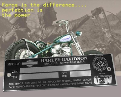 Data Plate Id Tag Harley Evo Twin Cam Softail Fx Dyna Sportster Bobber Big T U $35.00