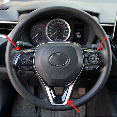#ad Steering Wheel Trim 3pcs ABS Carbon fiber For Toyota RAV4 2019 2024 $18.83