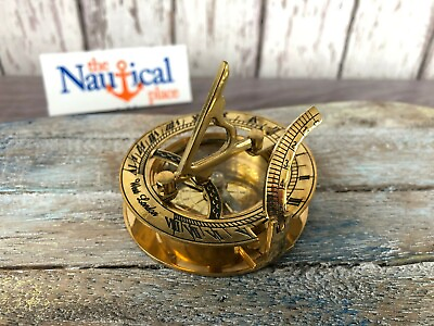 #ad Brass Sundial Compass Polished Finish Old Vintage Antique Style Nautical $14.94