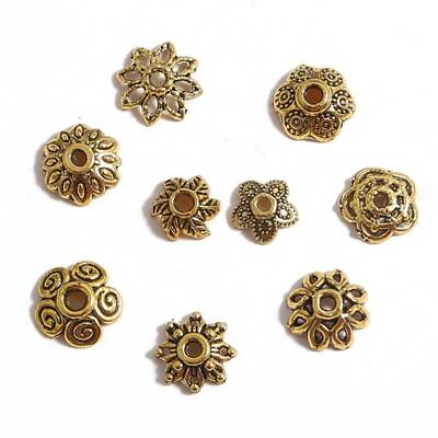 #ad 50pcs 8mm 10mm Antique Gold Metal Flower Loose Crafts Spacer Beads lot Bead Caps $3.45