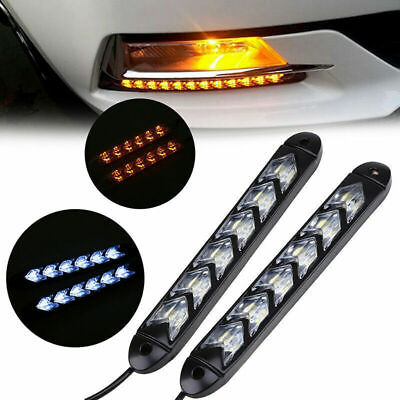 #ad 2Pcs Car Flowing LED Strip Light Arrow Flasher Dynamic DRL Turn Signal Lamp $21.09