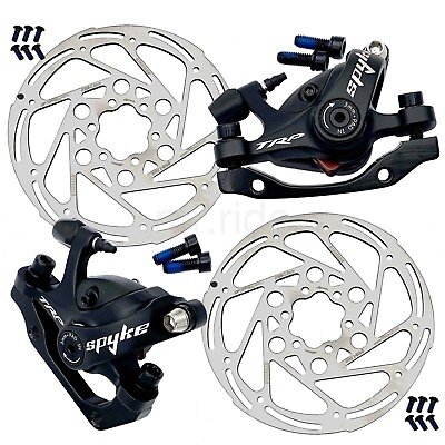 #ad TRP Spyke MTB Bike Mechancial Disc Brake Set FrontRear Black W 2x160mm Rotors $110.18