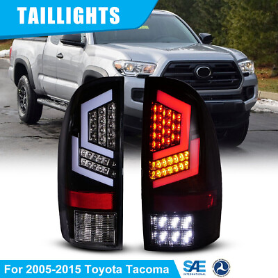 #ad LED Tail Lights Fit For 05 15 Toyota Tacoma Rear Brake Lamp Glossy Black Clear $135.99