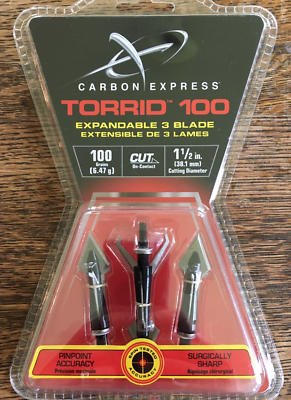 Carbon Express Torrid 100 Grain Broadheads New In Packaging BLOWOUT SALE $14.47