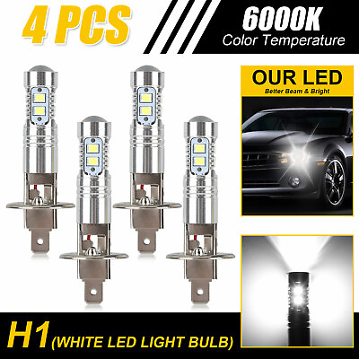 #ad 4x H1 200W CREE LED Headlight Kit Fog Driving DRL Light Bulbs 6000K Xenon White $12.98