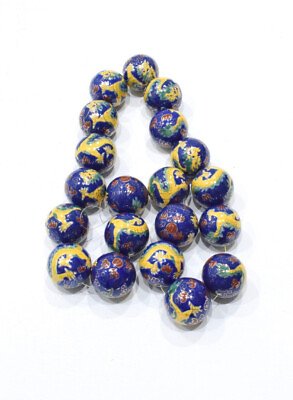 #ad Beads Chinese Porcelain Large Blue Dragon Bead $3.00