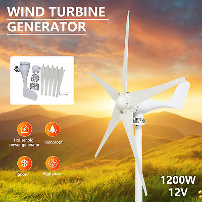 #ad 1200W DC12V Wind Generator 5 Blades Charger Controller Windmill $113.62