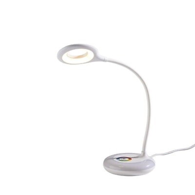 #ad Color Changing LED Ring Light Desk Lamp Plastic White USB Port $29.96