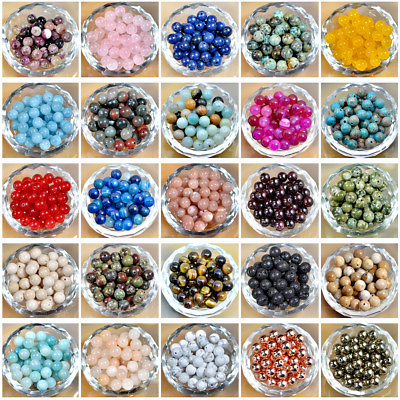 #ad Natural Gemstone Round Spacer Loose Beads 4mm 6mm 8mm 10m 12mm $6.99