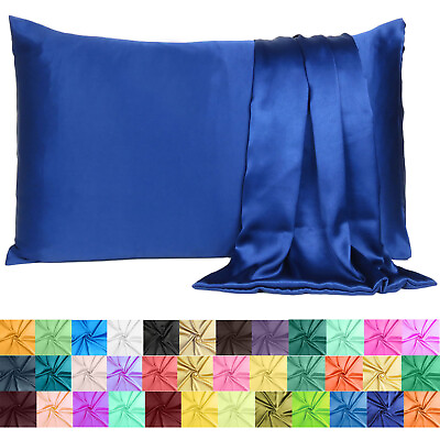 #ad Luxurious Satin Silk Pillowcase Soft Bedding Standard Queen King Pillow Cover $5.49