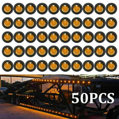#ad 50X Mini 3 4quot; Round LED Side Marker Bullet Light For Truck Trailer Bus Amber 12V $34.75