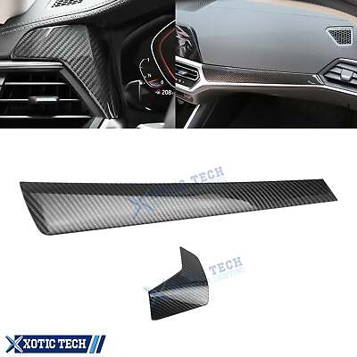 #ad 2X Interior Carbon Fiber Texture Dashboard Strip Trim For BMW G20 G21 2019 2021 $26.93