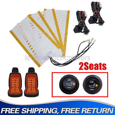 #ad 12V Universal Carbon Fiber Car Heated Seat Heater Kit with Round Switch $37.79
