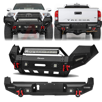 #ad Aaiwa For 2016 2023 Toyota Tacoma Front Rear Bumper W Winch Plate LED Lights $712.49