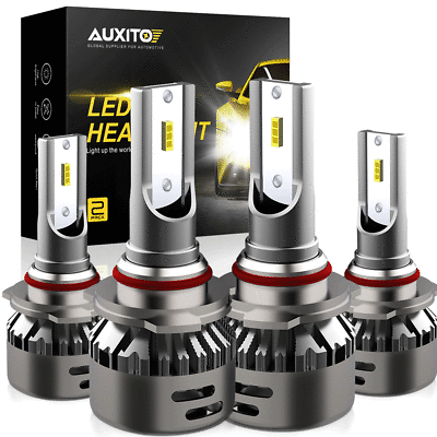 #ad 4X AUXITO 9005 9006 LED Headlight Kit Combo Bulb High Low Beam Super White EXC $39.99