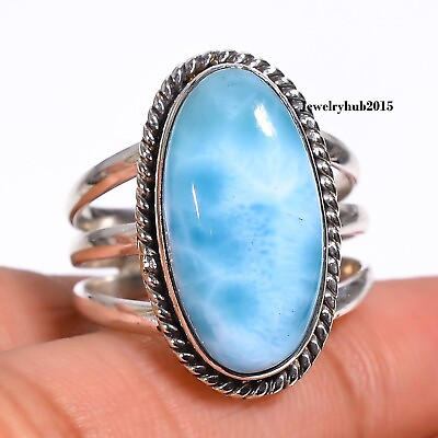 #ad Natural Oval Larimar Gemstone 925 Sterling Silver Larimar Jewelry All Size MO** $10.79