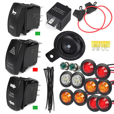 #ad Street Legal LED Turn Signal Horn Kit For Most ATV SXS UTV with Rocker Switch $20.90