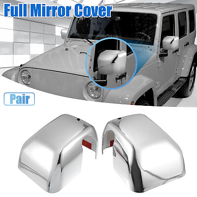 #ad Pair Exterior Chrome Plated Full Mirror Cover Cap for Jeep Wrangler JK 2007 2017 $25.64