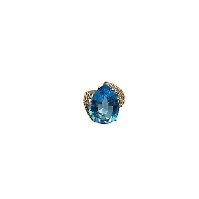 #ad 14K Yellow Gold amp; 15.00ct Sky Blue Topaz Rope Weave Design Ring Sz. 7.75 $539.00