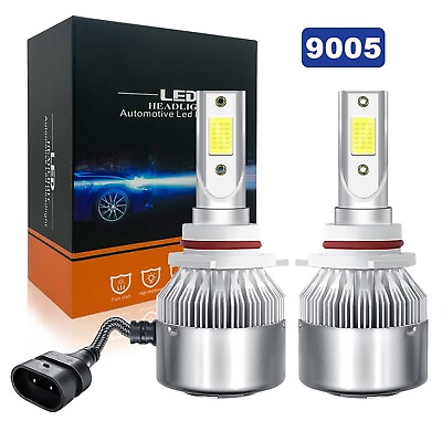 #ad 2 Sides 9005 HB3 LED Headlight Super Bright Bulbs Kit HIGH LOW Beam 6000K White $21.22