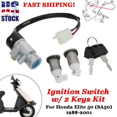 #ad US Ignition Switch Set For Honda Elite 50 SA50 S SR LX 1988 2001 #35100 GY1 860 $29.69