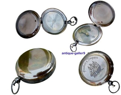 #ad Brass Push Button Compass Direction Vintage Magnet Pocket Compass Maritime gifts $40.36