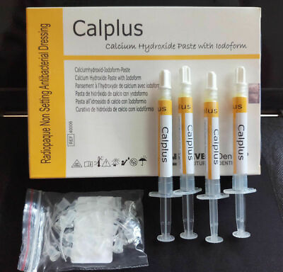 #ad CALPLUS 4x2gm kit CALCIUM HYDROXIDE PASTE WITH IODOFORM ROOT CANAL Prevest Dent $24.99