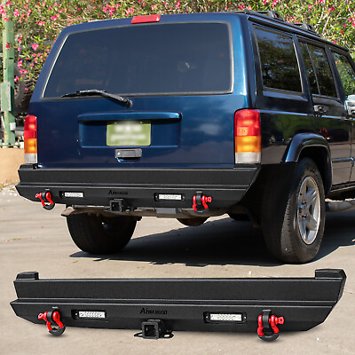 #ad Black Texture XJ Rear Bumper w D ring and LED Light fit 89 01 Jeep Cherokee XJ $340.09