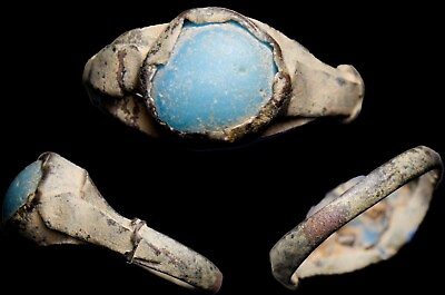 #ad Authentic Ancient Roman Ring Turquoise Feroza Stone Precious and Rare Artifact $147.74