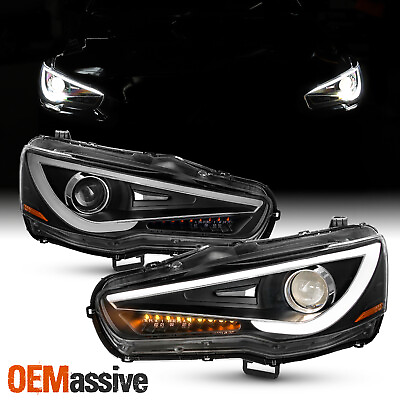 #ad For 08 17 Mitsubishi Lancer Evo LED DRL Bar Sequential Signal Projector HeadLamp $309.99