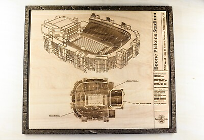 #ad Oklahoma State Cowboys Stadium Blueprint Wood Engraved Plaque $40.99