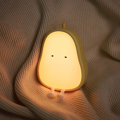 #ad LED Night Light Cartoon Pear Shaped Nightlights Silicone Night Lamp Bedroom AOS $20.15