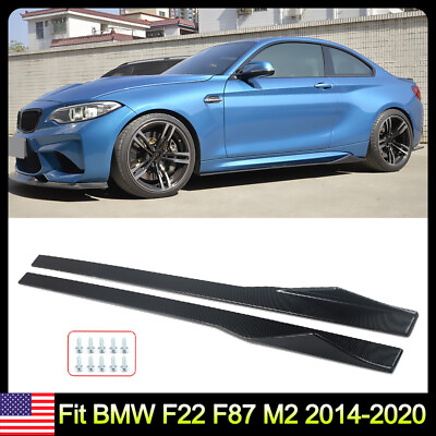 #ad 2x Side Skirts Extension For BMW 2 Series F22 M2 F87 2014 2021 Carbon Fiber Look $131.99