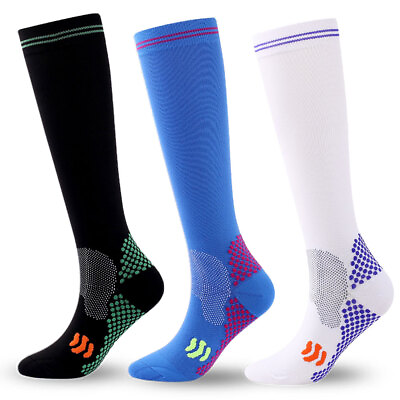 #ad 3Pair Pressure Socks 20 30 Mmhg Compression Socks Knee High Hose Support For Men $19.98