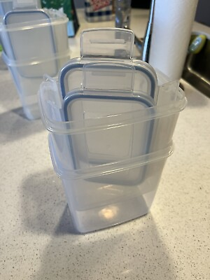 #ad Lot of 2X Plastic Kitchen Storage Containers With Sealing Lids 54 oz Storage $7.50