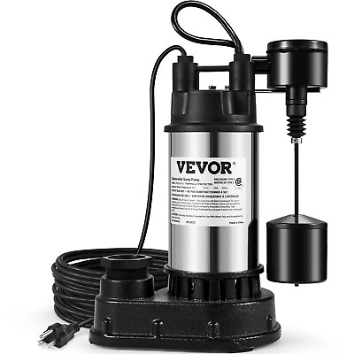 #ad VEVOR 33Ft Sewage Pump 1.5HP Sump Pump 6000GPH Submersible Dirty Water Pump UL $131.89