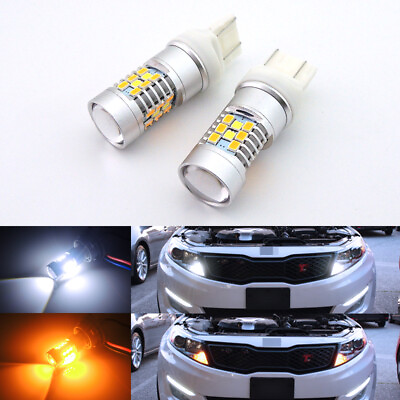 #ad 2x Switchback 7443 7444NA Parking Front Turn Signal lights LED Bulbs Dual Color $15.99