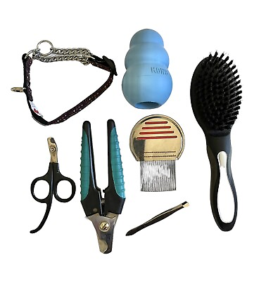 #ad Lot Of Dog Grooming Accessories Collar Nail Clippers Comb Kong Mini $17.63