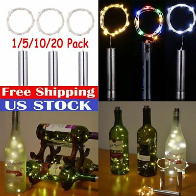 #ad Wine Bottle Fairy String Lights 20 LED Battery Cork For Party Xmas Wedding Lots $10.11