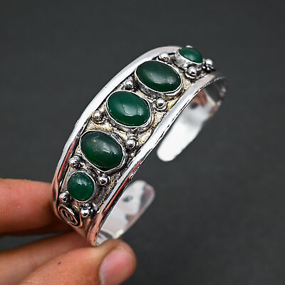 #ad Green Onyx Gemstone 925 Sterling Silver Gift Jewelry Bracelet 7 8quot; m834 $10.52