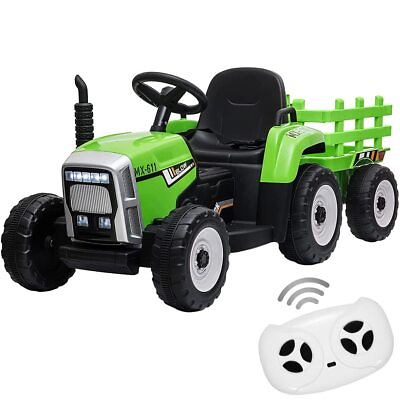 #ad #ad 12V 35W Ride on Car for Kids Tractor Trailer ToyRemote ControlMP3 Green $156.00