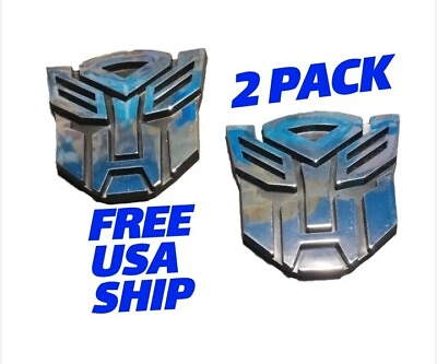#ad 2 X Transformers 3quot; Shiny Chrome Car 3D Emblems Autobot Badge Logo Sticker $12.49