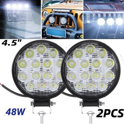 #ad 2 x LED Light Bar Pods Roof Work Lights Driving Spot Flood Beam Tractor Off Road $11.39