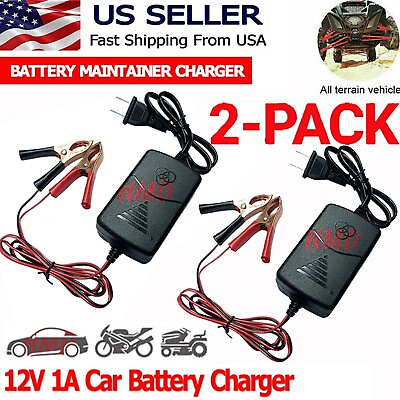 #ad 2PCS Car Battery Charger Maintainer 12V Trickle RV for Truck Motorcycle ATV Auto $13.99