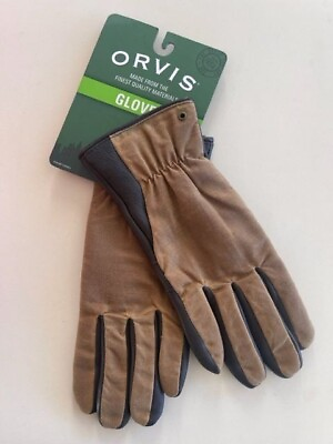 #ad ORVIS Waxed Cotton Work Gloves MEDIUM UNISEX BROWN $98 $78.00