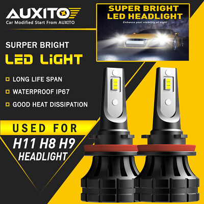 #ad 2x AUXITO H11 H9 H8 LED Headlight Bulb Kit Low Beam 6000K HID White 20000LM EXC $22.41