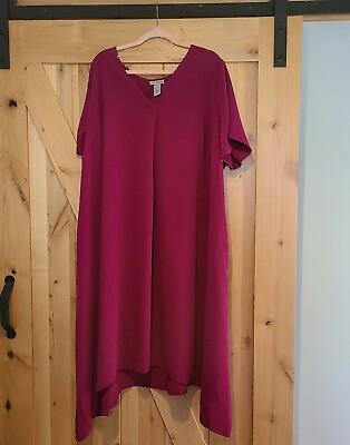 #ad Catherines Plus 3X 5X Pink Polyester Short Sleeve Asymmetrical Hem Dress $17.00