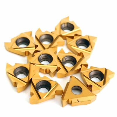 #ad PRC Carbide Threading Inserts with Box Lathe Cutter Gold Color 10pcs 16ER AG60 $27.42